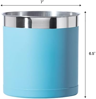 OGGI Stainless Steel Jumbo Utensil Holder - 7" Utensil Caddy, Weighted Base for Stability - Extra Large Utensil Crock and Countertop Utensil Organizer, Turquoise - Image 5
