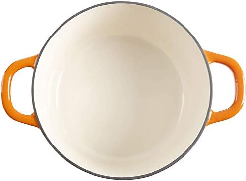 Crock-Pot Artisan 5-Quart Round Enameled Cast Iron Dutch Oven – Sunset Orange, Durable Heavy-Duty Cookware for Slow Cooking, Roasting, Baking with Lid - Image 4