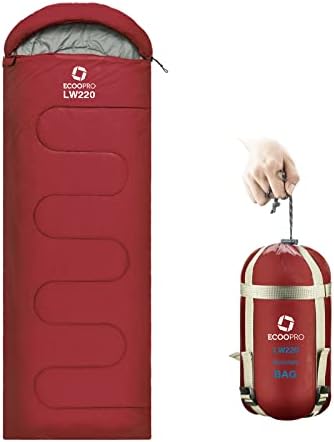 ECOOPRO Warm Weather Sleeping Bag - Portable, Waterproof, Compact Lightweight, Comfort with Compression Sack - Great for Outdoor Camping, Backpacking & Hiking-83 L x 30" W Fits Adults by ECOOPRO