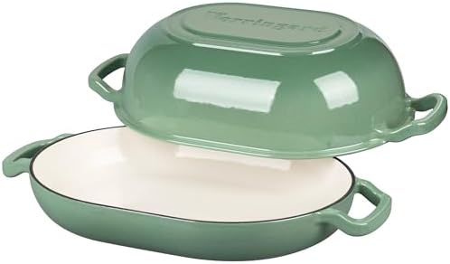 VORRINGARD Enameled Cast Iron Sourdough Bread Oven, Dutch Oven, Loaf Cast Iron Bread Pan for Homemade Bread Baking, Meatloaf Pan with Lid, 7QT, Sage Green - Image 5