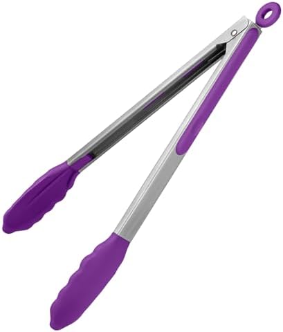 U-Taste Kitchen Tong for Cooking, 600ºF Heat-Resistant Silicon, 12in/Purple by U-Taste