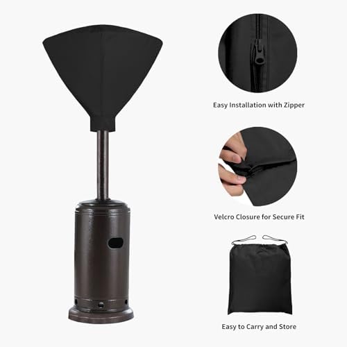 Easy-Going Patio Heater Head Cover, Outdoor Round 34"D Heater Cover, Black - Image 5