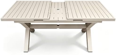 6-8 Seats Extendable Aluminum Patio Dining Table, Milk Coffee by Vmopuoutdoorfurniture
