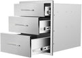 Outdoor Kitchen Drawers 18" W x 21" H x 23" D Flush Mount Triple BBQ Drawers with Chrome Handle Stainless Steel Drawer for Outdoor Kitchen Island, Patio Grill Station by SGOLAN