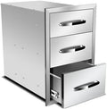 Outdoor Kitchen Drawers, Triple BBQ Drawers Stainless Steel Built-in Drawer For Outdoor Kitchen Island, Patio Grill Station,Three Drawers by OLIPIC