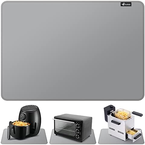 FLASLD Heat Resistant Mat for Air Fryer Site on, Fireproof Silicone Mats for Kitchen Counter, Countertop Protector, No-slip and Waterproof (16"X24", Gray) by FLASLD