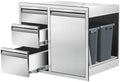 Outdoor Kitchen Door Drawer Combo Cabinet, 28" x 22" x 19.5" Right Trash Drawer Combo Cabinet & Built-in Triple Drawers for Patio Grill Station, Outdoor Kitchen Island by Unknown