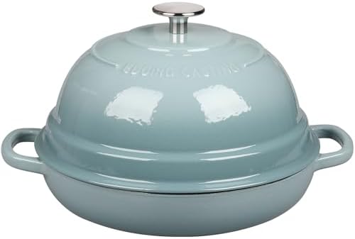 EDGING CASTING Enameled Cast Iron Dutch Oven Pot with Lid, Round Bread Oven for Homemade Sourdough Bread Baking, 6 Quart, Seasalt by EDGINGCOOKWARE