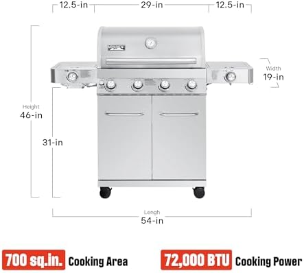 Monument Grills Larger 4-Burner Propane Gas Grills Stainless Steel with Rotisserie Kit(2 Items) - Image 6