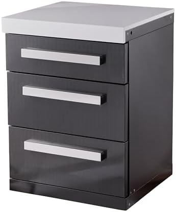 Mont Alpi 3-Drawer Right Cabinet Module - Black Stainless Steel | Soft-Close Slides | White Granite Top | Fits MAi805 & MAi400 | 25" W - Image 4