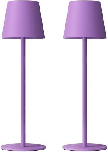 Kakanuo Cordless Table Lamp Rechargeable Purple - KK 2 Pack 5000mAH Battery Operated Lamp for Counter, 3 Color Stepless Dimming Wireless Lamp for Dining Kitchen, Outdoor Patio, Touch Control by KakanuoLightings