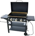 Griller's Choice Gas Griddle with Hinged Hood, Wind Guards, Front Grease Management, 4 Shelves, Propane Griddle for Flattop Grills Outdoor Cooking by GrillersChoice