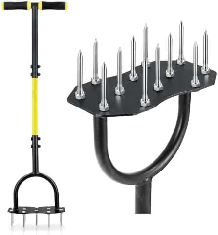 Jardineer Lawn Aerator Tool, Updated 36" Spike Aerator Lawn Tool with Longer Spikes, Pre-Assembled Manual Grass Aerator for Lawn Aeration, Soil Aerating by Jardineer