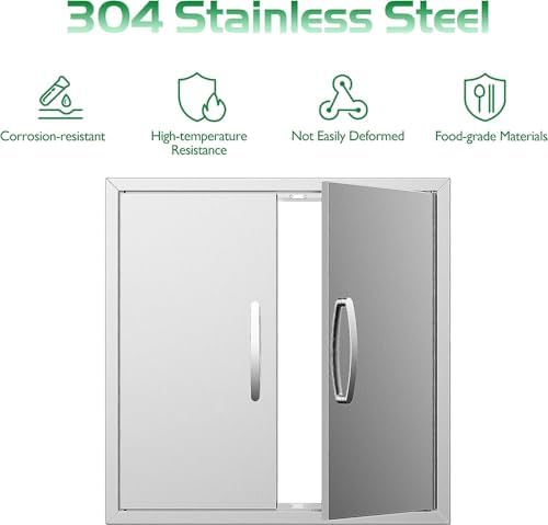 BBQ Access Double Doors 28Wx23H Flush Mount Stainless Steel Outdoor Kitchen Door for Outside Cabinets and BBQ Island - Image 5