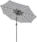Blissun 9 ft Solar Umbrella, Patio Umbrella with 32 LED Lights, Table Market Umbrella, Outdoor Umbrella for Garden, Deck, Backyard (Light Grey) by Blissun