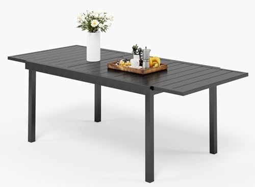 MFSTUDIO Outdoor Expandable Table for 6-8, Large Metal Dining Table by MFSTUDIO