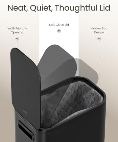 Cesun Small Black Bathroom Trash Can with Lid Soft Close & Pedal, 1.3 Gal - Image 4