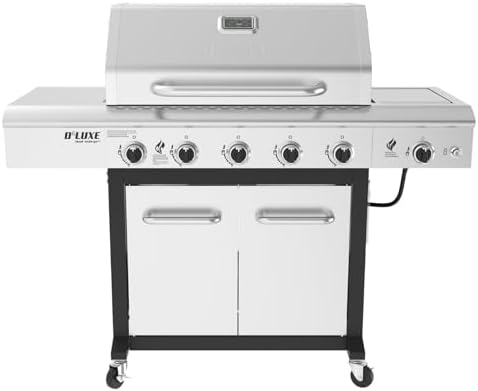 Nexgrill Deluxe 5-Burner Gas Grill, Ceramic Side Burner with Side Table by Nexgrill