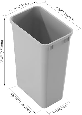 Dowell 50Qt Waste Trash Container, 13Gal, Plastic, Stackable, for Kitchen/Bathroom/Office, Tall Trash Can 22-3/8"H (Grey 4000 50 04-2 Pack) - Image 2