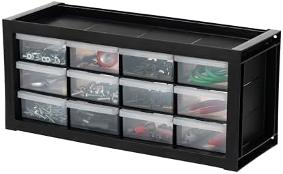 IRIS USA 12-Drawer Desk Storage Organizer, Charms, Water Packets, Black by IRISUSA