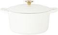 Crock Pot Artisan 6-Quart Round European Enameled Dutch Oven Pot With Lid - Matte Linen White w/Gold Knob by Crock-PotBrand