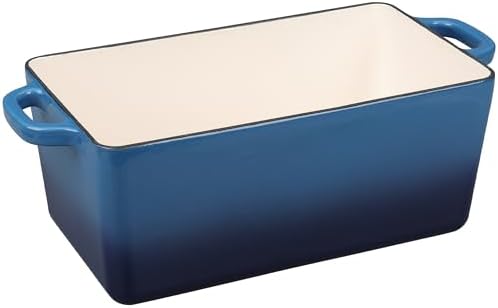 EDGING CASTING Enameled Cast Iron Dutch Oven, Oblong Bread Oven for Sourdough Bread Baking, Baking Pan, Dual Handles, Oven Safe, 4 Quart, Lake Blue - Image 4