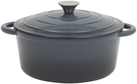 Gibson Home Addlestone 5 Qt Enameled Cast Iron Dutch Oven Pot with Lid – Round, Oven Safe to 500°F, Ideal for Bread Baking & Stews - Gradient Navy Blue by GibsonHomewares