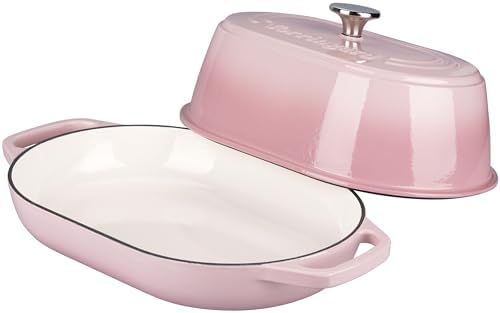 VORRINGARD Enameled Cast Iron Dutch Oven Pot with Dome Lid, Oval Bread Oven for Homemade Sourdough Bread Baking, Oven Safe up to 500°F, 6 Quart, Pink - Image 7