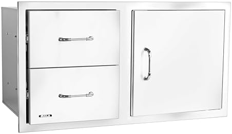Bull Outdoor Products Complete Outdoor Kitchen Bundle – Brahma 90,000 BTU Built-In Grill Head, Grill Cover, Trash & Recycle Drawer, 38" Door/Drawer Combo, Glass Door & Contemporary Refrigerator – LP - Image 6