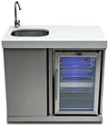 Mont Alpi 38"W x 23"D x 46"H Stainless Steel Beverage Center with Faucet & Sink + 2.7 Cu. Ft. Outdoor Refrigerator Lockable Wine Cooler & Accent Lighting + 3 Adjustable Shelves & Base Storage Cabinet by MontAlpi