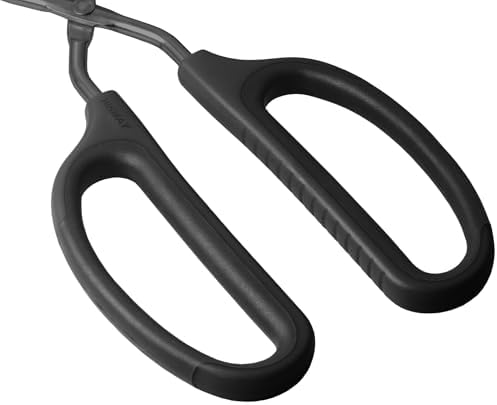 HINMAY Stainless Steel Kitchen Scissor Tongs 10" and 12" Set (Black) - Image 4