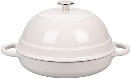 VORRINGARD Cast Iron Enameled Dutch Oven Pot with Lid for Bread Baking, Bread Oven, 6 Quart, White by Unknown