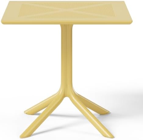 Costaelm Patio Dining Table for 4, Square PP Patio Table, 4-Person Weather Resistant Porch Tables for Outside Poolside Deck Lawn Garden Backyard, Yellow by Costaelm