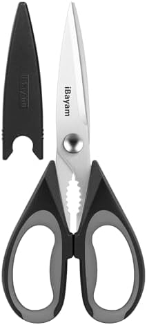 iBayam 8.5" Kitchen Scissors with Sheath, Black Cooking Scissors by iBayamDirect