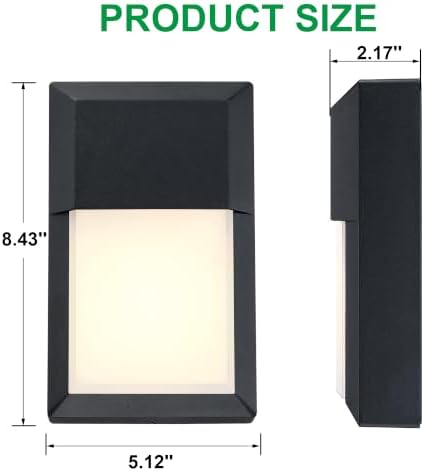 LIT-PaTH Outdoor Wall Light Fixture, Aluminum, LED 3000K, Black, 1 Pack - Image 4