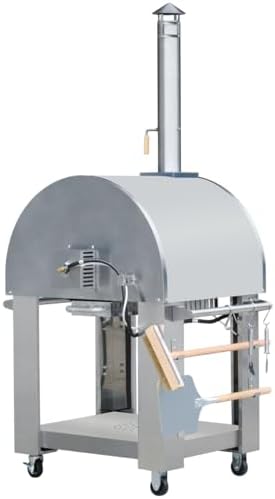 KOSTCH 32.5 inch Wood Fired and Propane Gas Pizza Oven for Outdoor Kitchen in Stainless Steel, Large Pizza Oven for Outside, Yard and Party (Stainless Steel) - Image 4