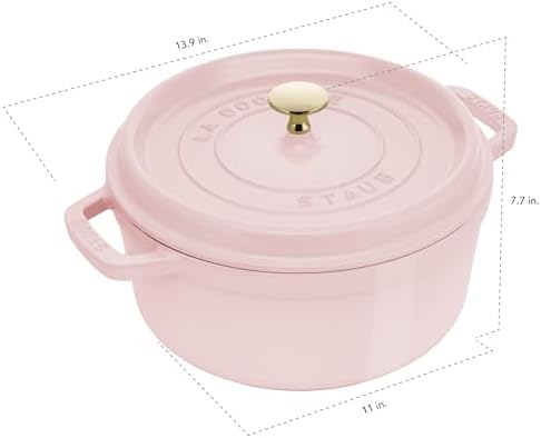 Staub Cast Iron Round Dutch Oven, Made in France, 7-qt, Peony Pink - Image 3