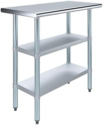 30" x 18" Stainless Steel Work Table with 2 Adjustable Undershelves NSF by ExpressKitchQuip