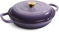 3 Quart Enameled Cast Iron Braiser, Non Stick Enameled Cast Iron Skillet with Lid, Dutch Oven Skillet with lid up to 500°F for Oven, Stove, Grill, Shallow Dutch Oven for Cook, Bake (Purple) by Fijinhom