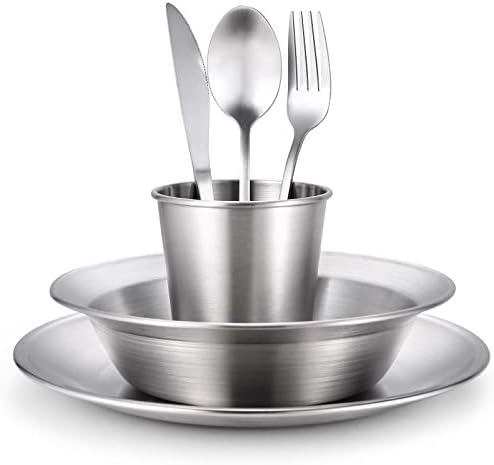 Odoland Stainless Steel Camping Mess Kit for Outdoor Family & Person - Image 2
