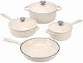 Nonstick Enameled Cast Iron Cookware Set, 4-Pcs Pots and Pans with Lids by QuliMetal