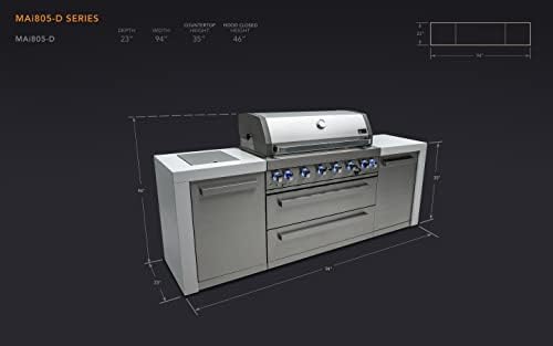 Mont Alpi 94" Modular Outdoor Kitchen Island - 304 Stainless Steel | 44" Gas Grill + Side Burner | 115,000 BTU | Griddle Pizza Kit Included - Image 3