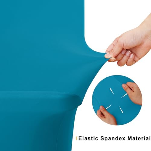 Smiry 2 Pack Spandex Table Cloth 5FT, Elastic Fitted Teal Tablecloth - Image 4
