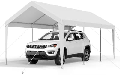 VEVOR Carport, 10 x 20 FT Outdoor Car Canopy, Potable Carport, Heavy Duty Galvanized Cars Shelter, UV-Resistant & Water-Resistant, All-Season Protection, Storage Shed for Car Boat Motorcycle White by VEVOR
