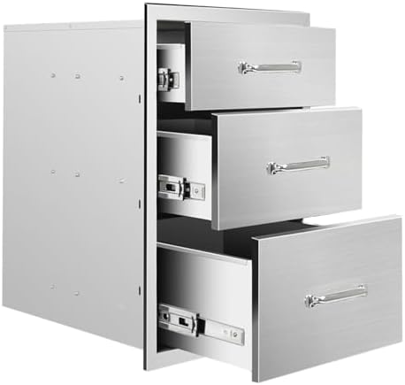 Outdoor Kitchen Drawers 18" Wx 24" H x 23" D Stainless Steel Triple Drawers with Ergonomic Handle for BBQ Island, Patio Grill Station & Outdoor Kitchen Cabinets by Unknown