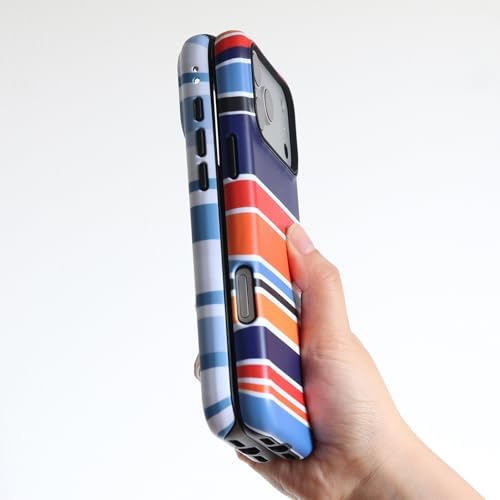 for iPhone 18 Pro Case, Magnetic Matte Frosted Dual-Layer Striped Phone Case for Women, Retro Aesthetic Cover Compatible with MagSafe Accessories - Pastel Dream - Image 3