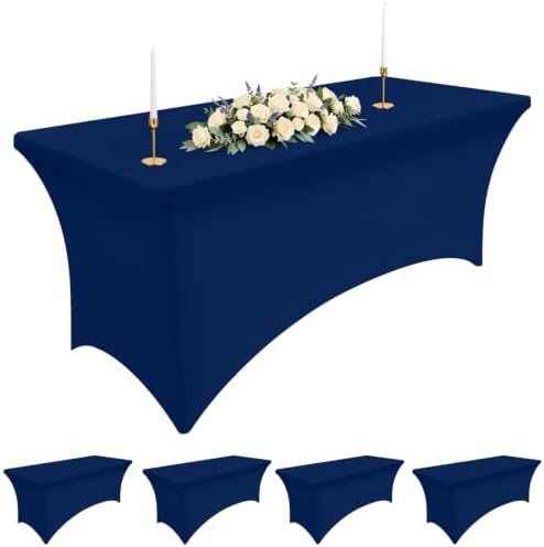 Smiry 5 Pack Spandex Table Cloth 6FT, Elastic Fitted Navy Tablecloth by Smiry