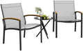 Shintenchi 3 Pieces Patio Bistro Sets, Outdoor Textilene Fabric Conversation Bistro Set, Textilene Fabric Front Porch Chairs Small Patio Furniture Set with Table for Lawn,Garden,Balcony (Grey) by Shintenchi%7CFurnitureMadeforRealLife