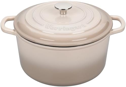 VORRINGARD Enameled Cast Iron Dutch Oven Pot with Lid, for Sourdough Bread Baking, Round Dutch Ovens, 6 Quart, Latte by Unknown