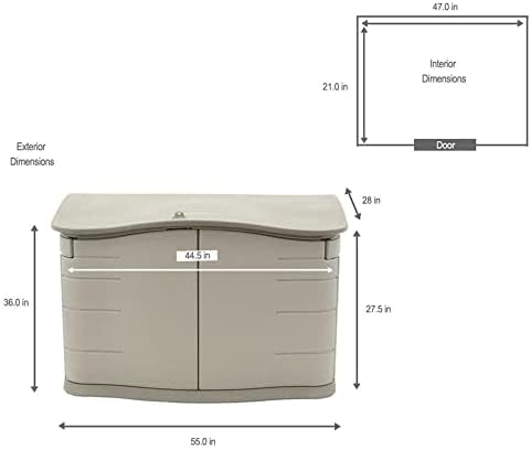 Rubbermaid Small Horizontal Resin Outdoor Storage Shed With Floor (4.5 x 3 Ft) Weather Resistant, Beige/Brown, Organization for Home/Backyard/Pool Chemicals/Toys/Garden Tools/Porch/Patio Cushions - Image 3